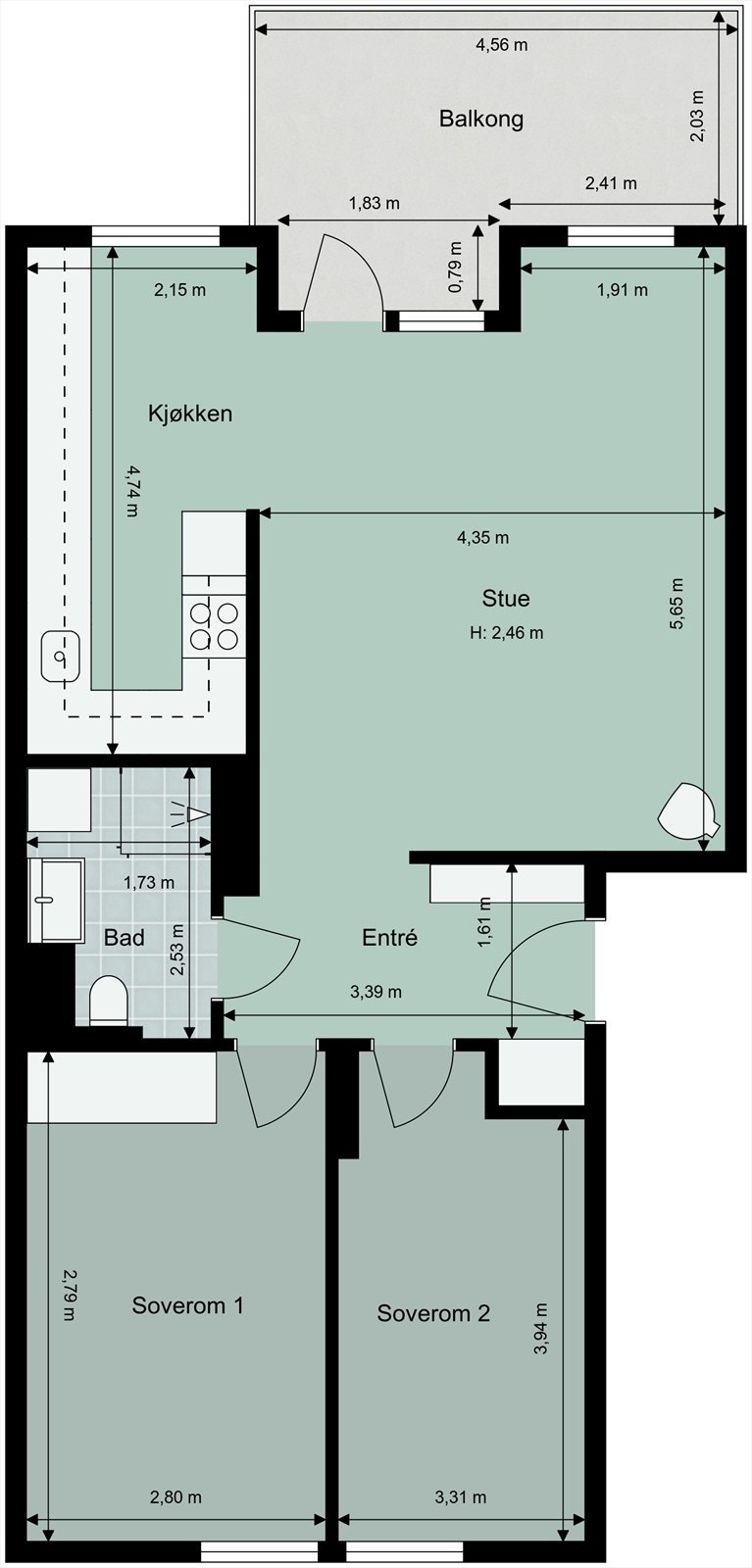 La oss se nærmere på boligens planskisse før du blar videre, slik at du får orientert deg litt. Galleribilde