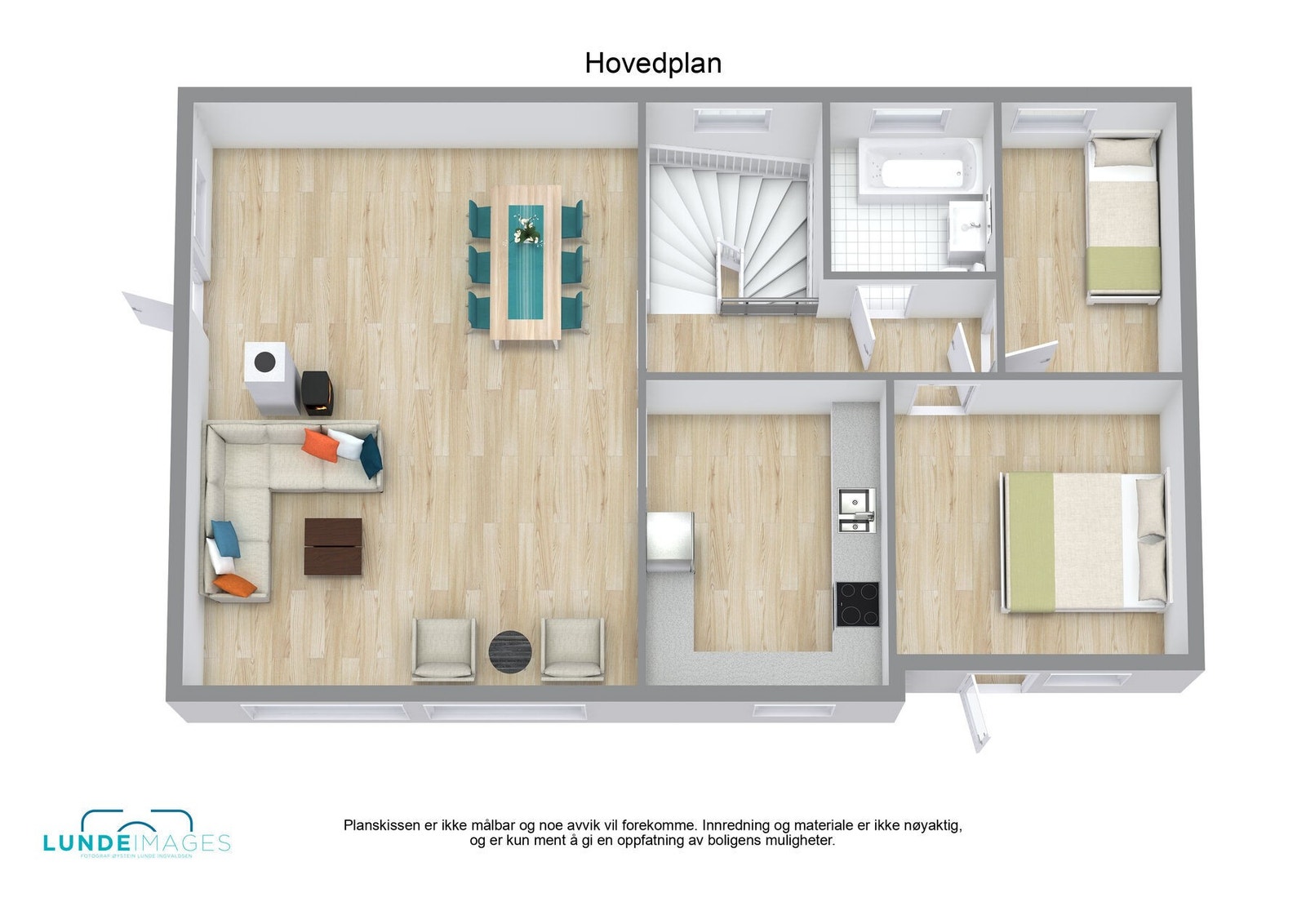 Planskisse hovedplan/1. etasje 3D - Ikke målbar Galleribilde
