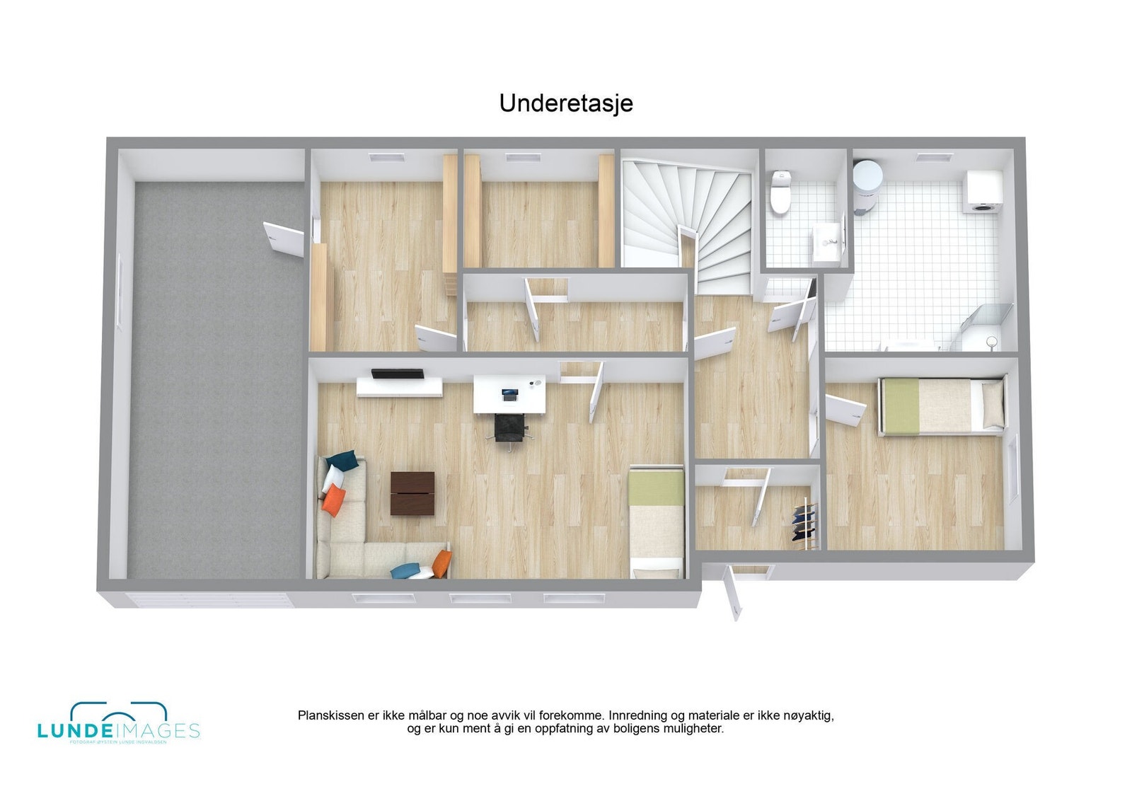 Planskisse underetasje 3D - Ikke målbar Galleribilde