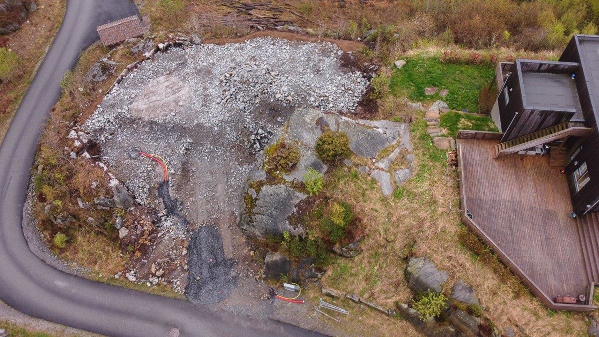 Dronebilde over tomten Galleribilde