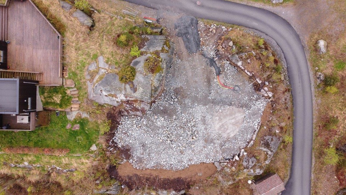 Dronebilde over tomten Galleribilde
