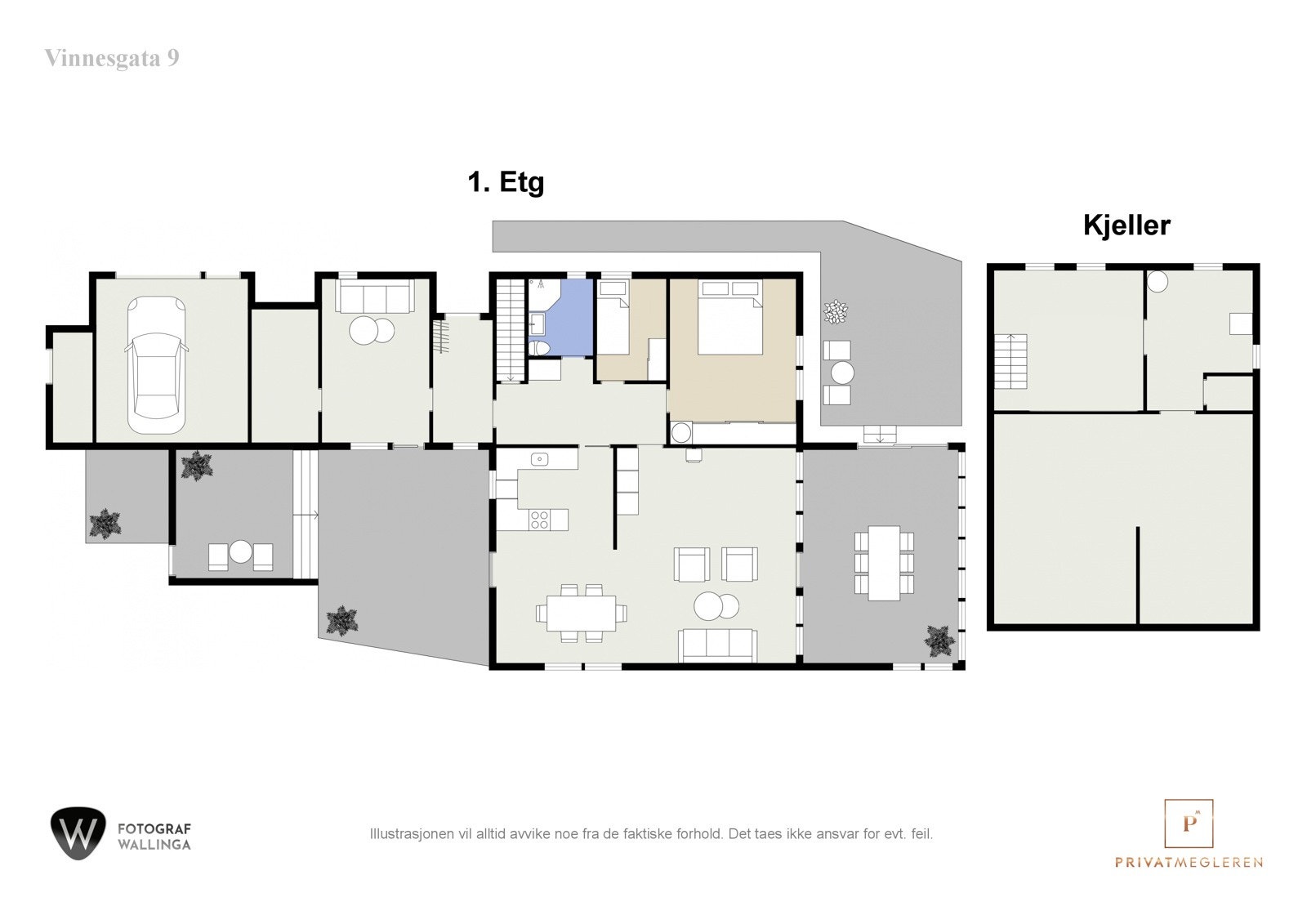 Plantegning hovedetasje og kjeller. Galleribilde