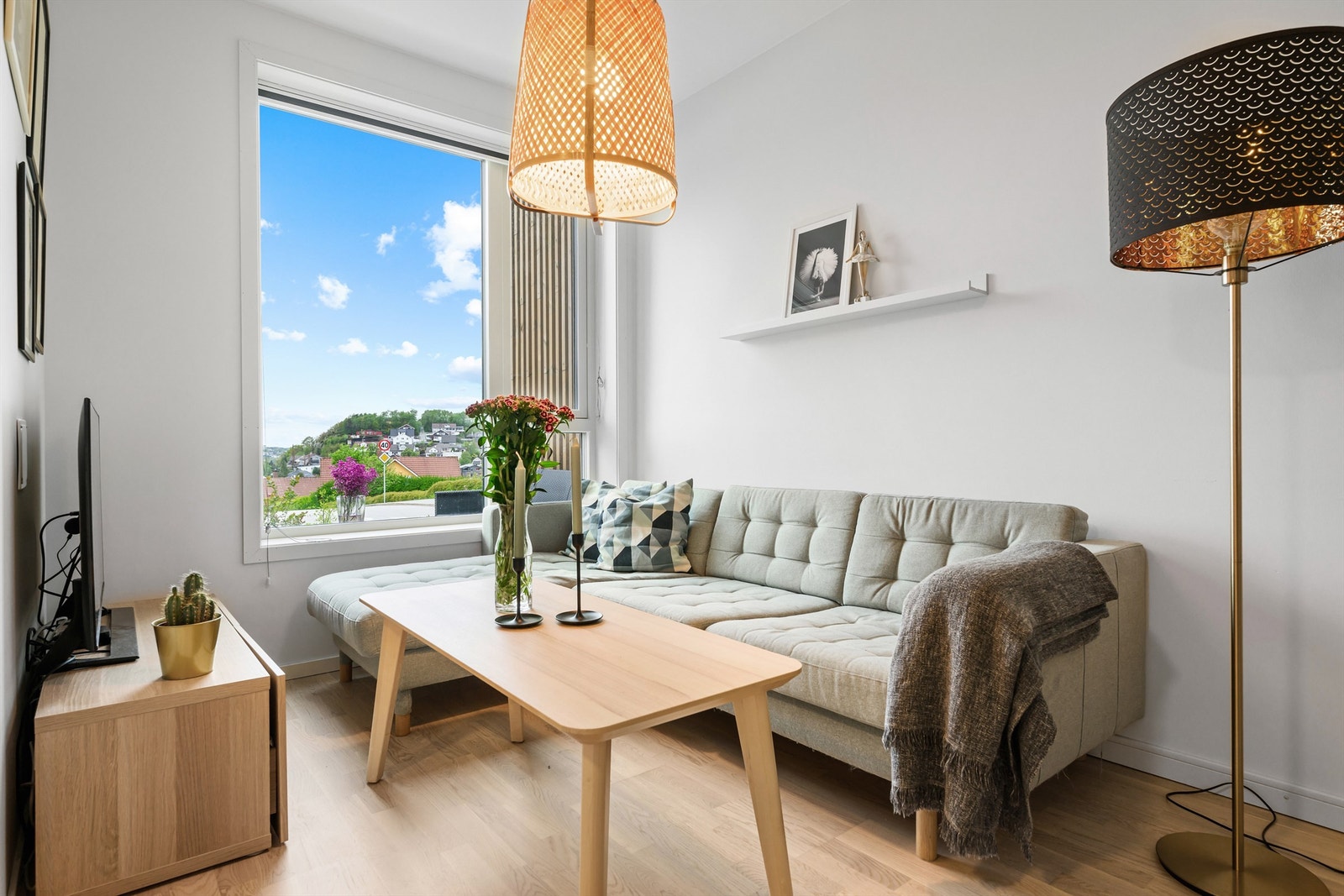 Fantastisk utsikt fra stuen ned mot Sandnes Galleribilde