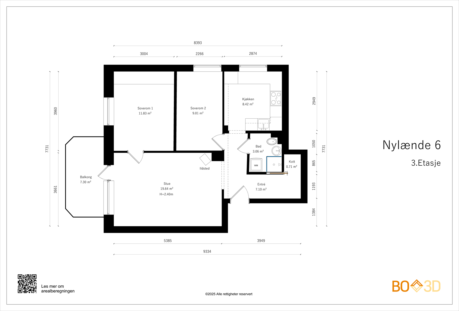 Leiligheten ligger fint til i 3. etasje med super planløsning. Galleribilde