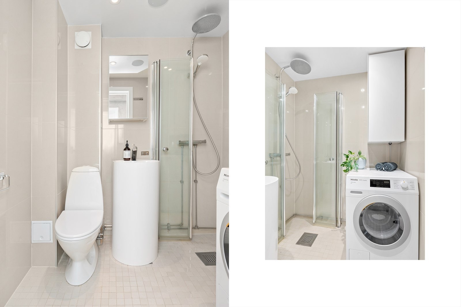 Varmekabler i gulv og opplegg for vaskemaskin. Galleribilde