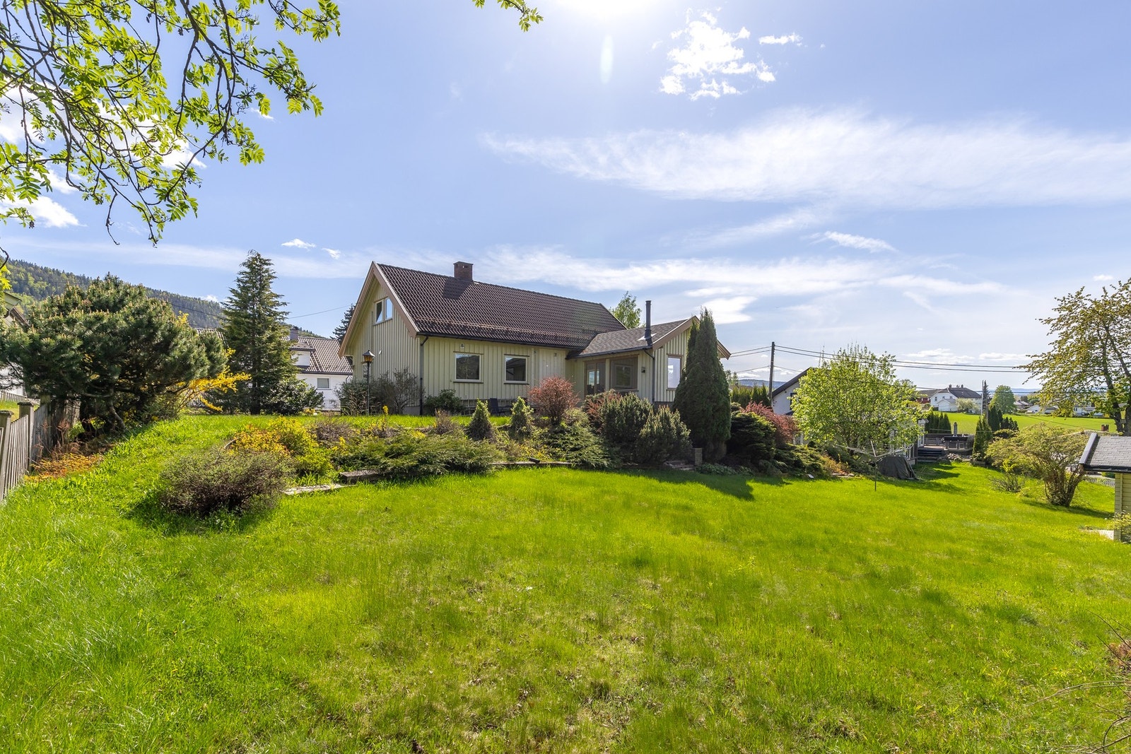 Skjermet hage grensende mot skogkant Galleribilde