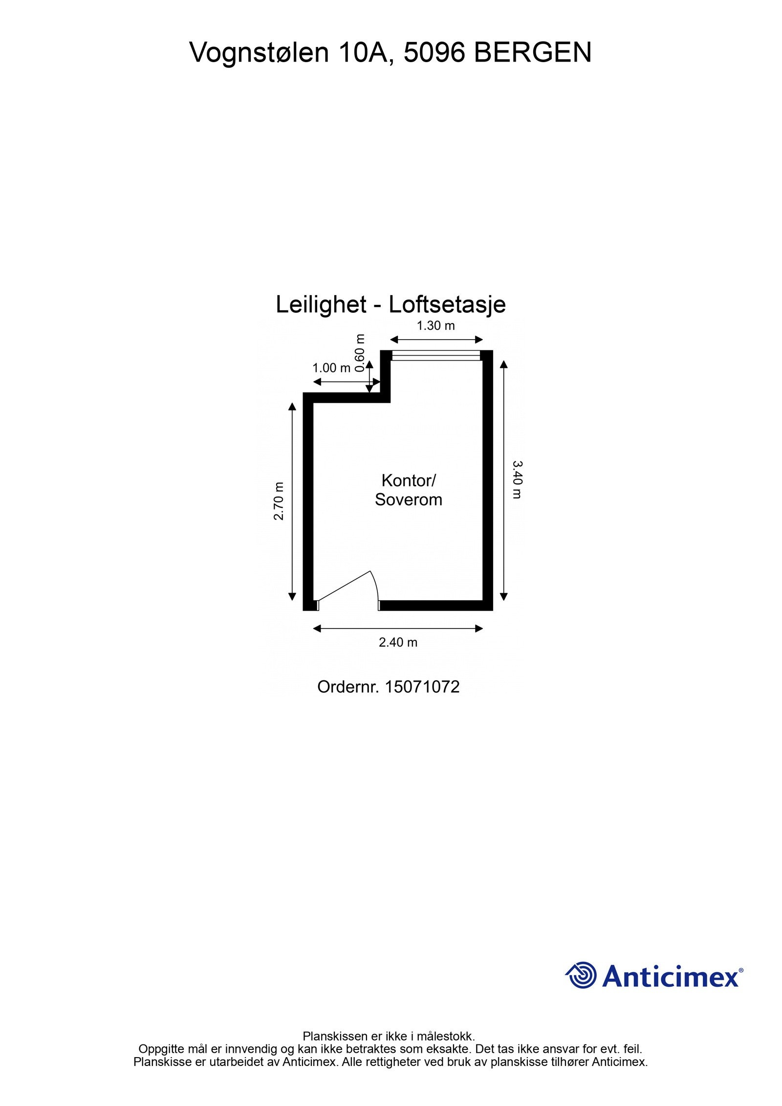 Plantegning loftsrom (det tas forbehold om feil/avvik). Galleribilde