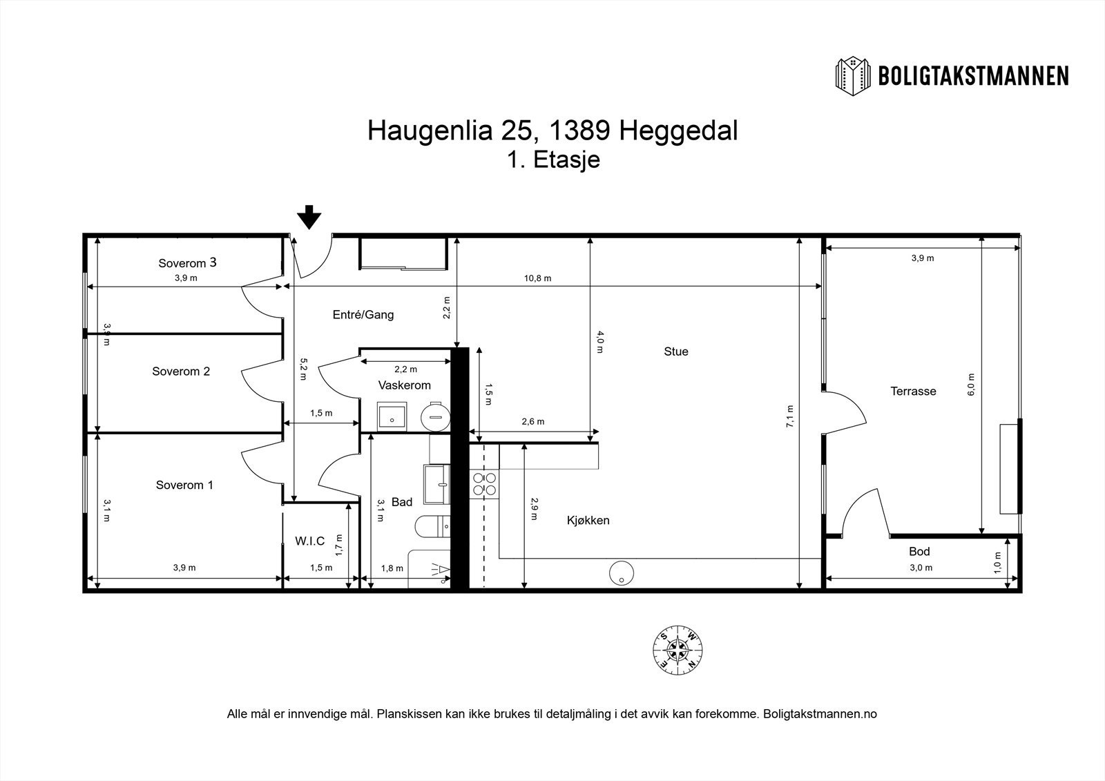 Alternativ planløsning med 3 soverom Galleribilde