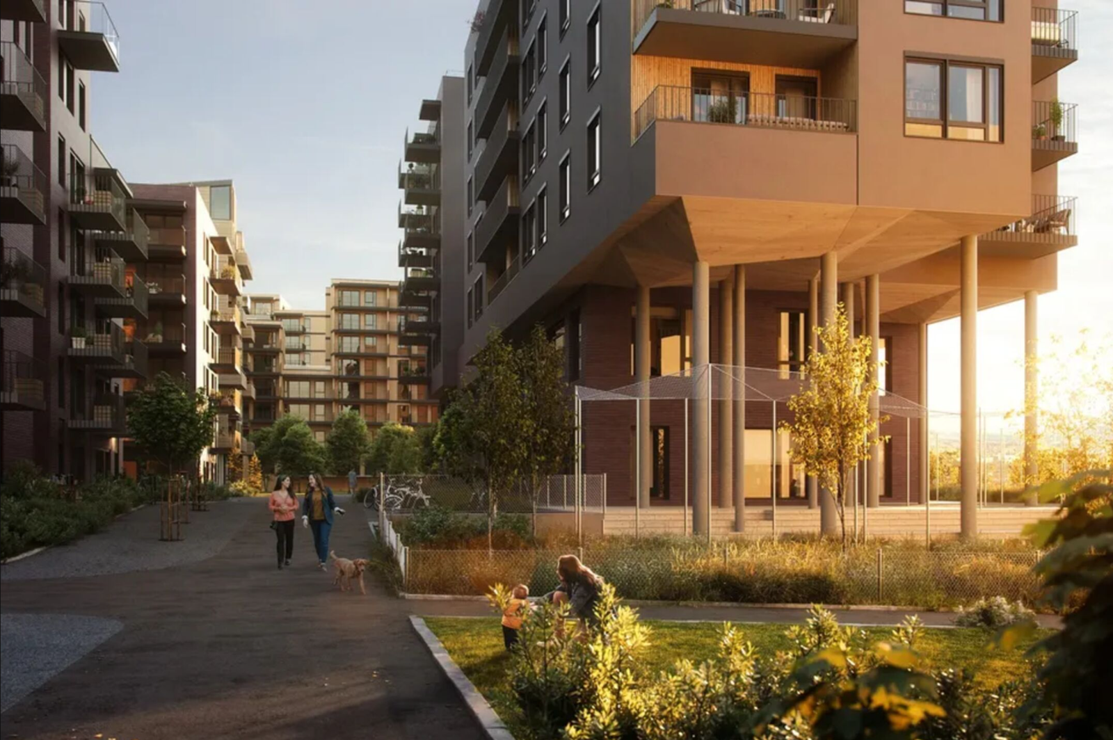 Lille Løren park vil bestå av 355 leiligheter som får fine uteplasser, i tillegg til frodige takterrasser og fellesrom på deling. Du finner fellesområdene både ute og inne. Galleribilde