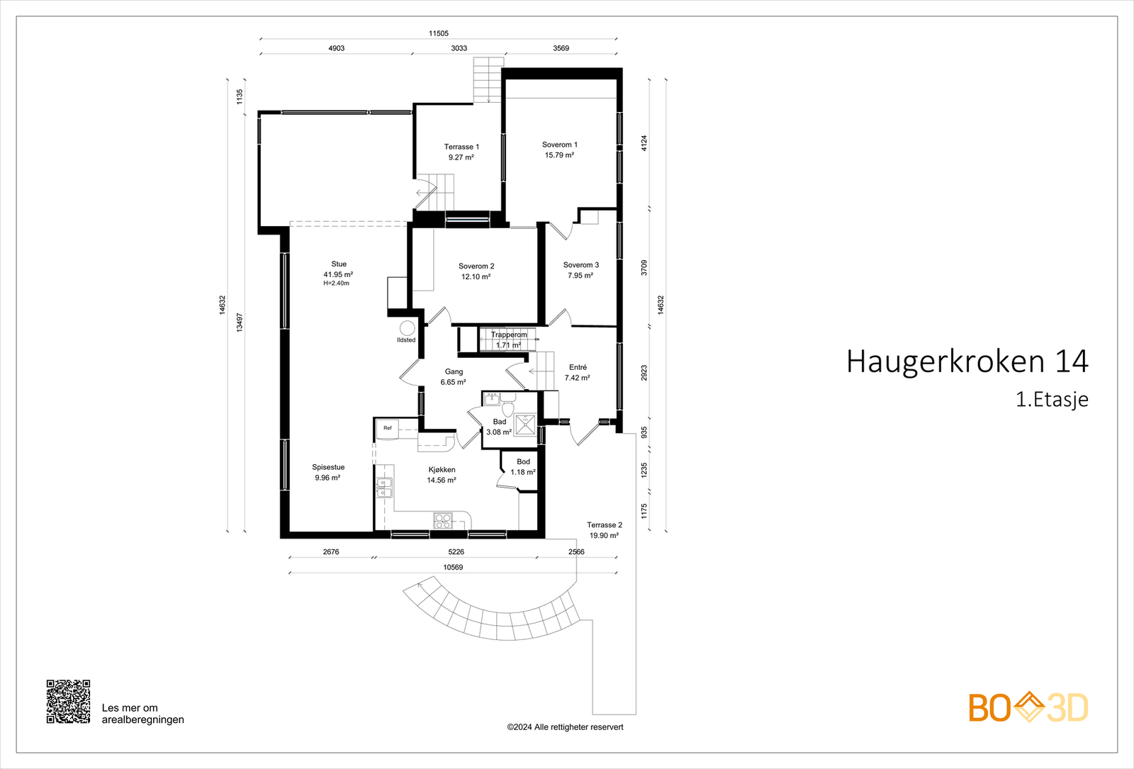 Plantegning Haugerkroken 14, 1. etasje. Galleribilde