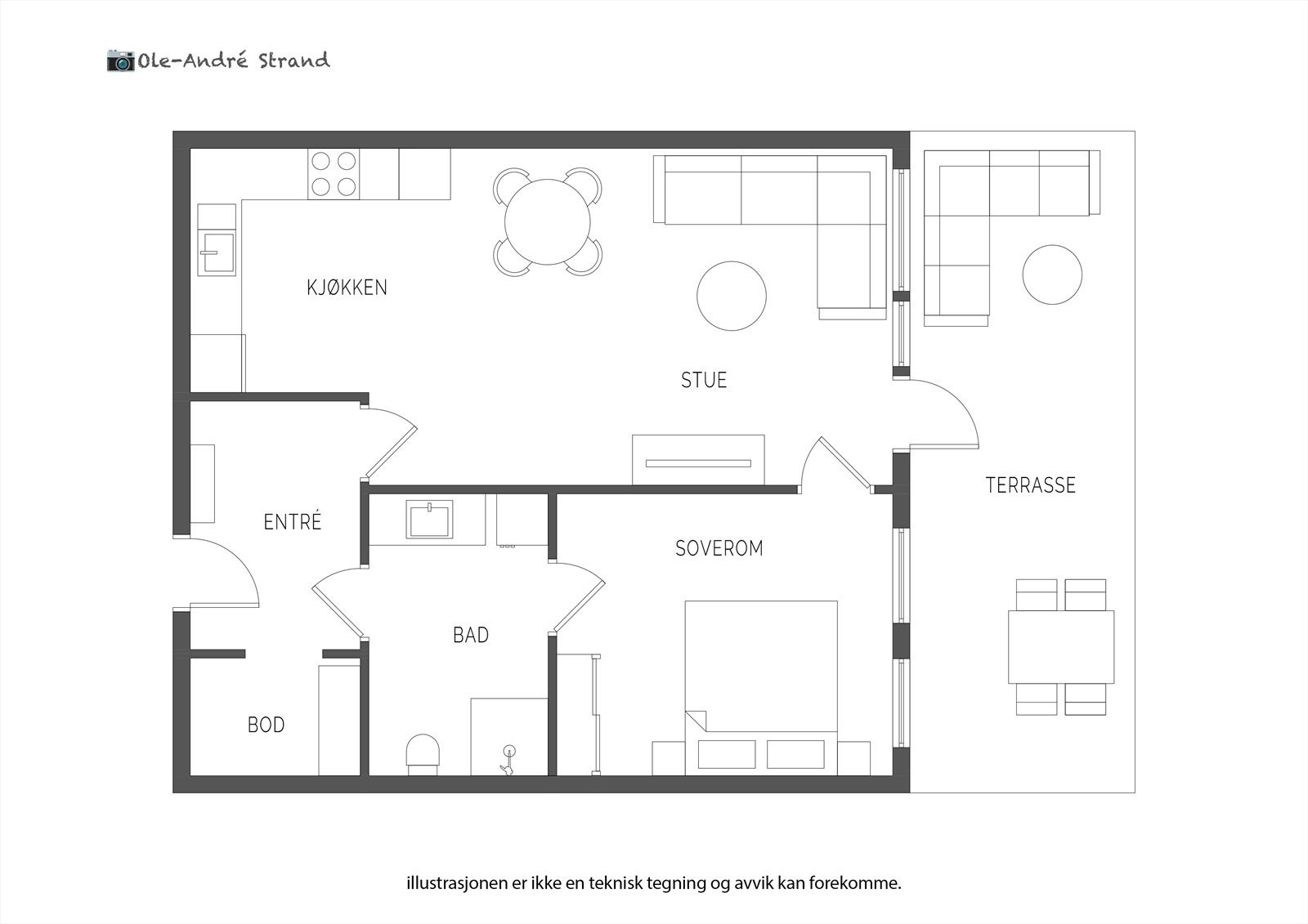Plantegning for leiligheten Galleribilde