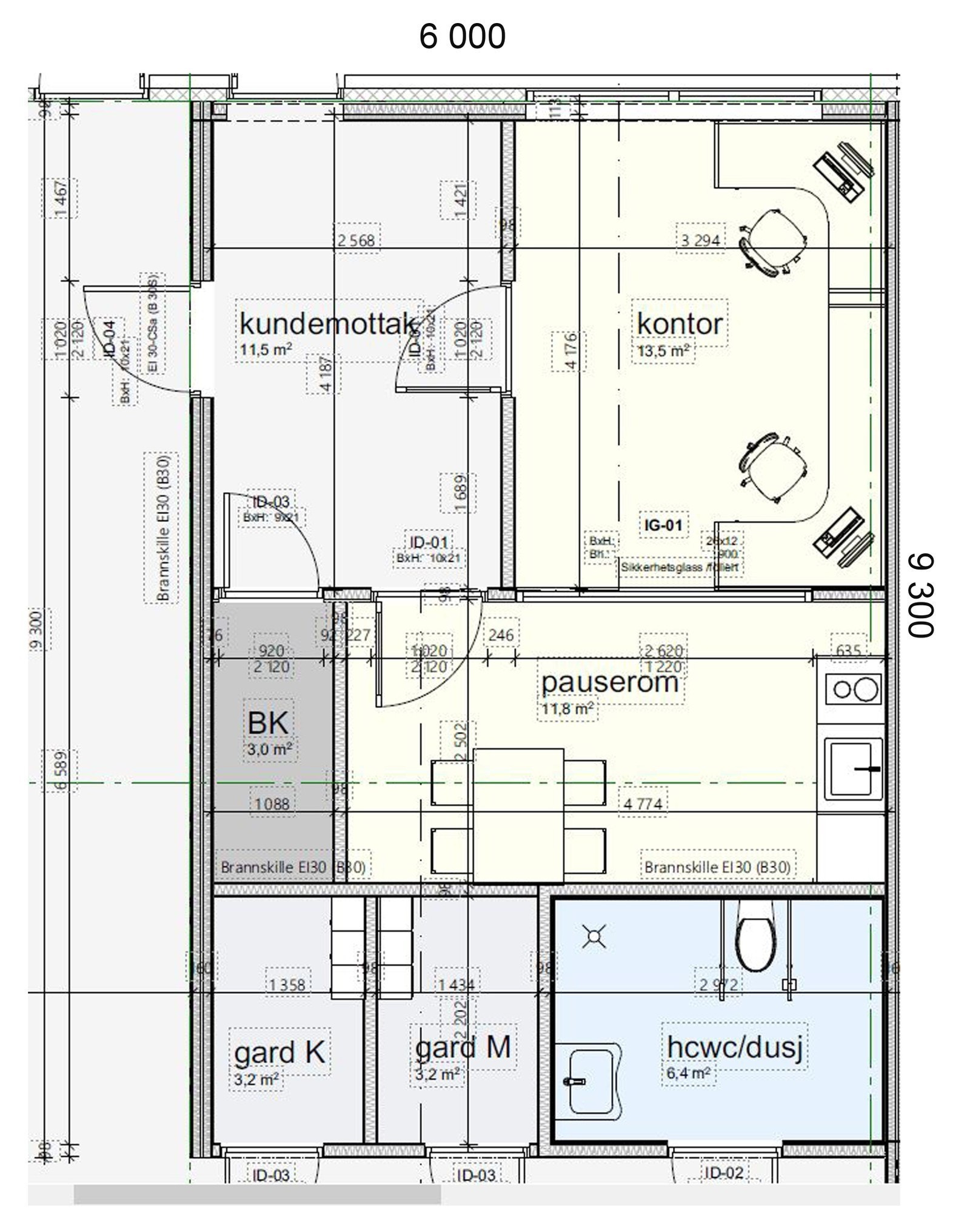 Tegning kontor. Galleribilde