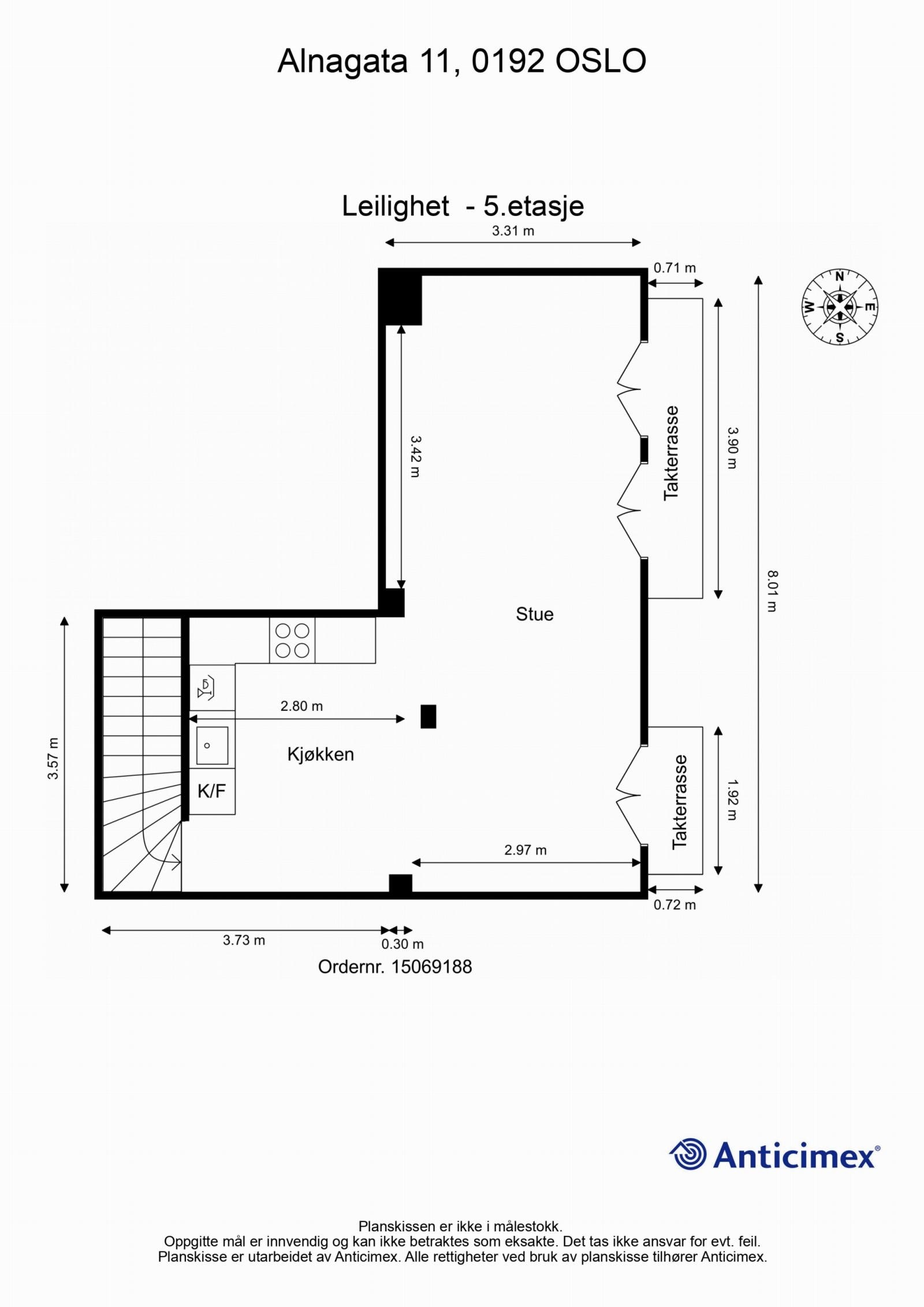 Dagens planløsning med kompass. Galleribilde