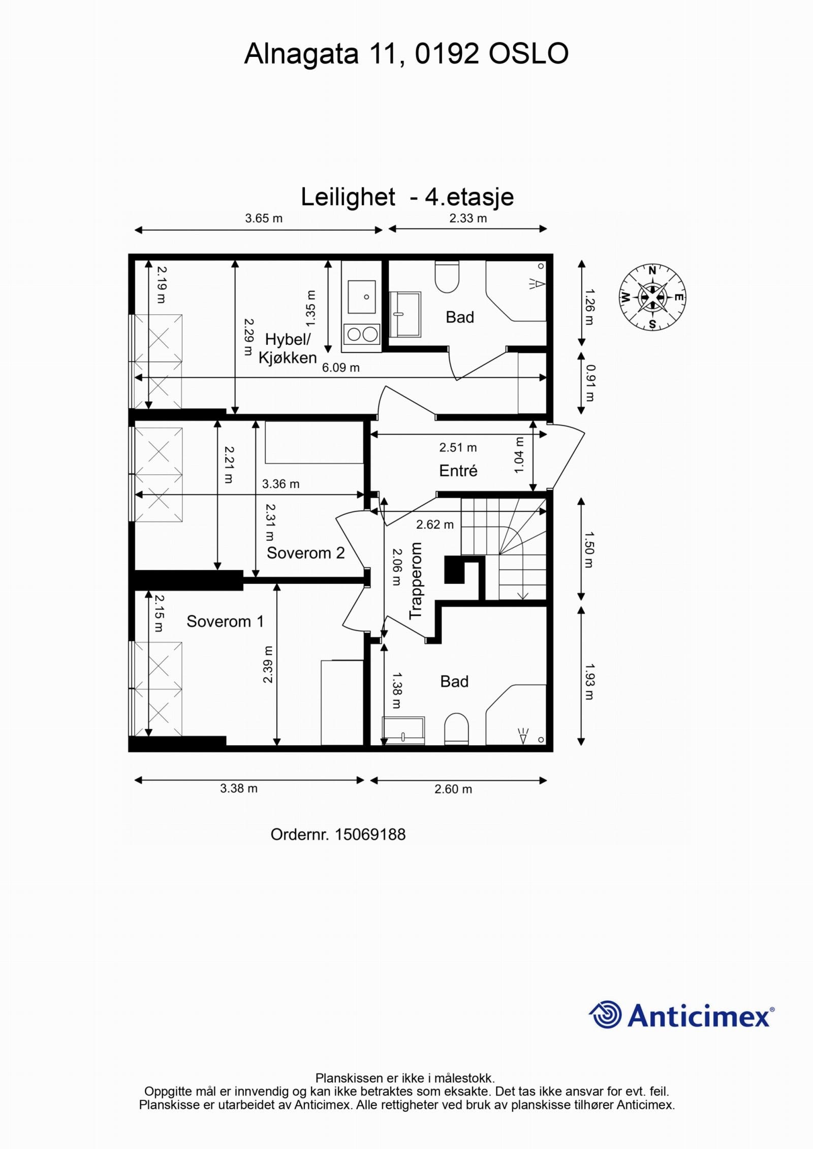 Dagens planløsning med kompass. Galleribilde