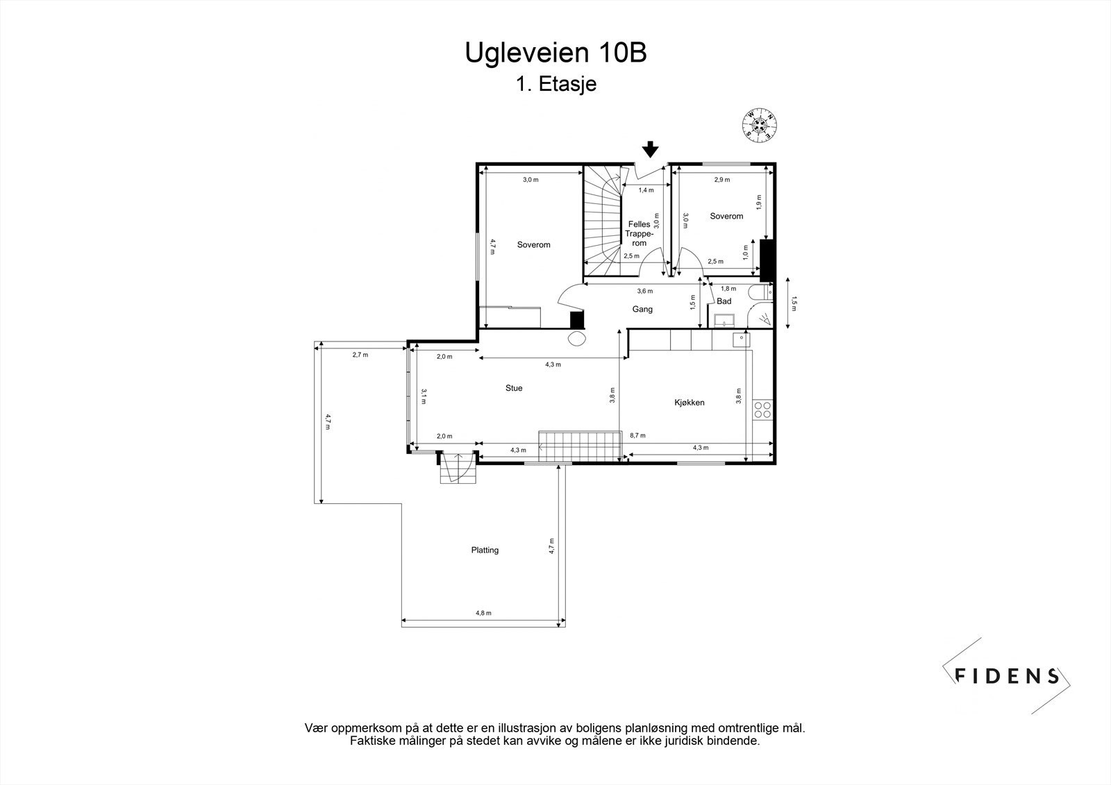 Planskisse 1. etasje. Kjelleren er også innredet og godkjent til boligbruk. Galleribilde