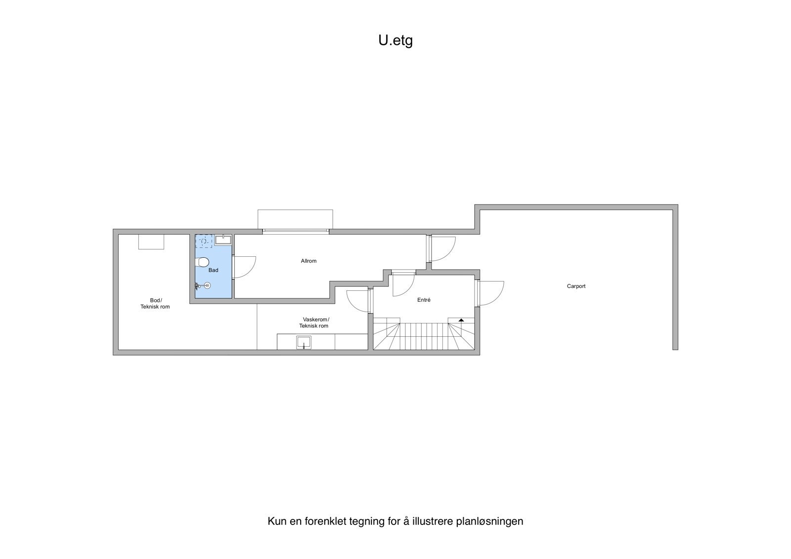 Inngangsparti har 2 inngangsdører med mulighet for å skille av soner. Galleribilde