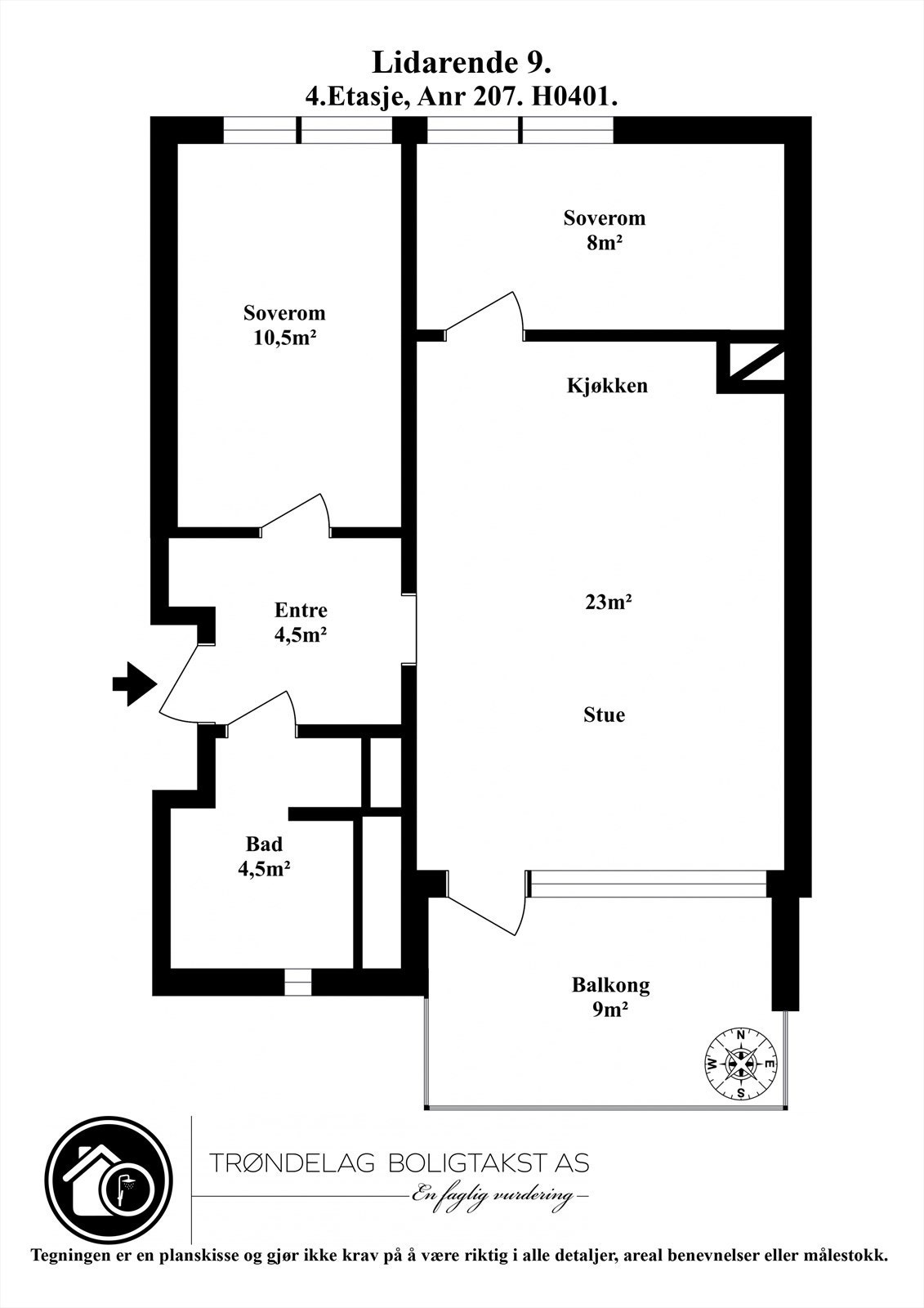 Planskisse for leiligheten i 4. etasje. Galleribilde