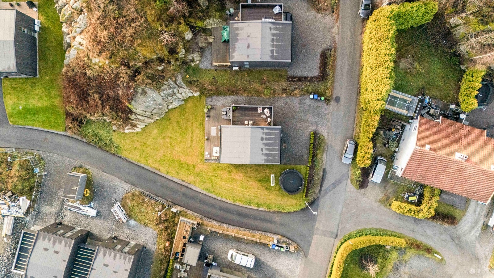 Fugleperspektiv over tomten Galleribilde