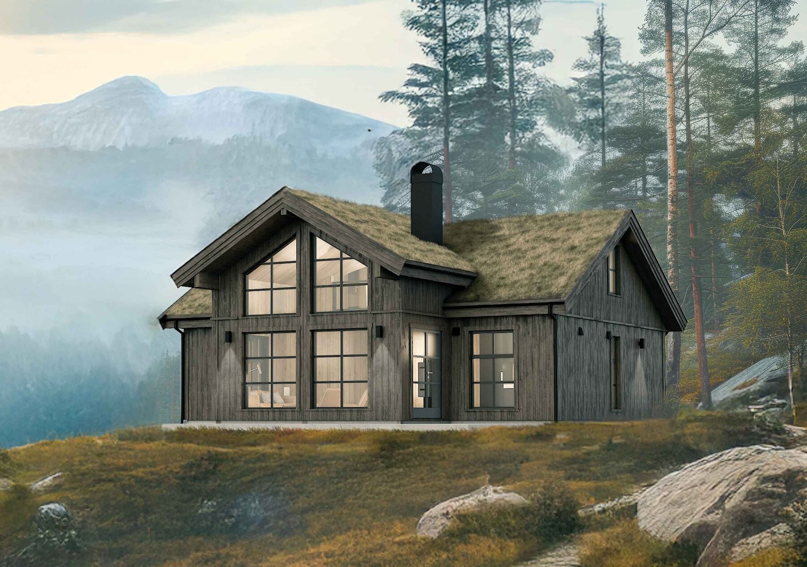 Polar 88 - lekker og bestselgende hyttemodell. Illustrasjon fra et annet miljø Galleribilde