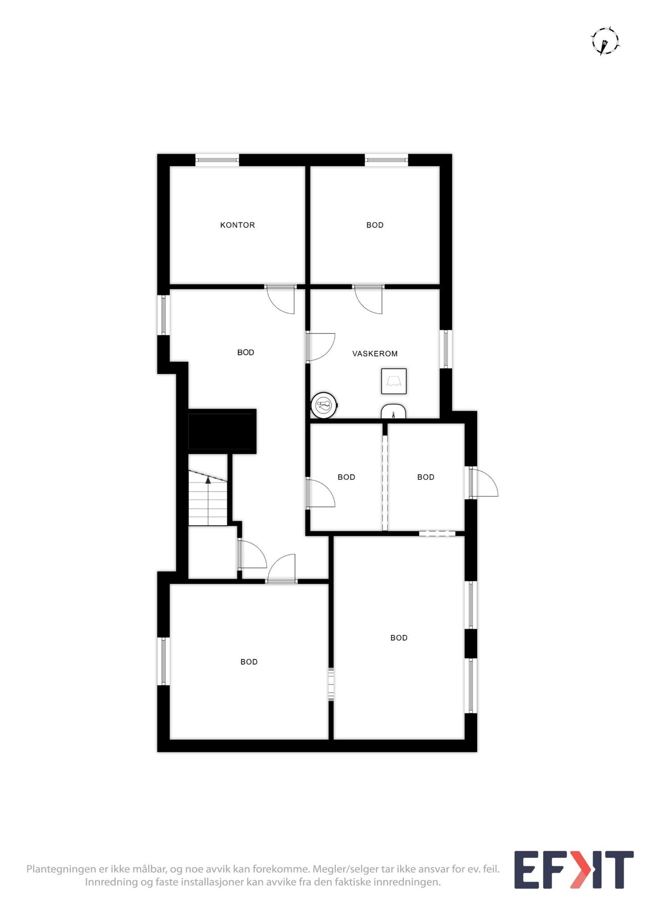 Plantegninger som viser boligens underetasje. Galleribilde
