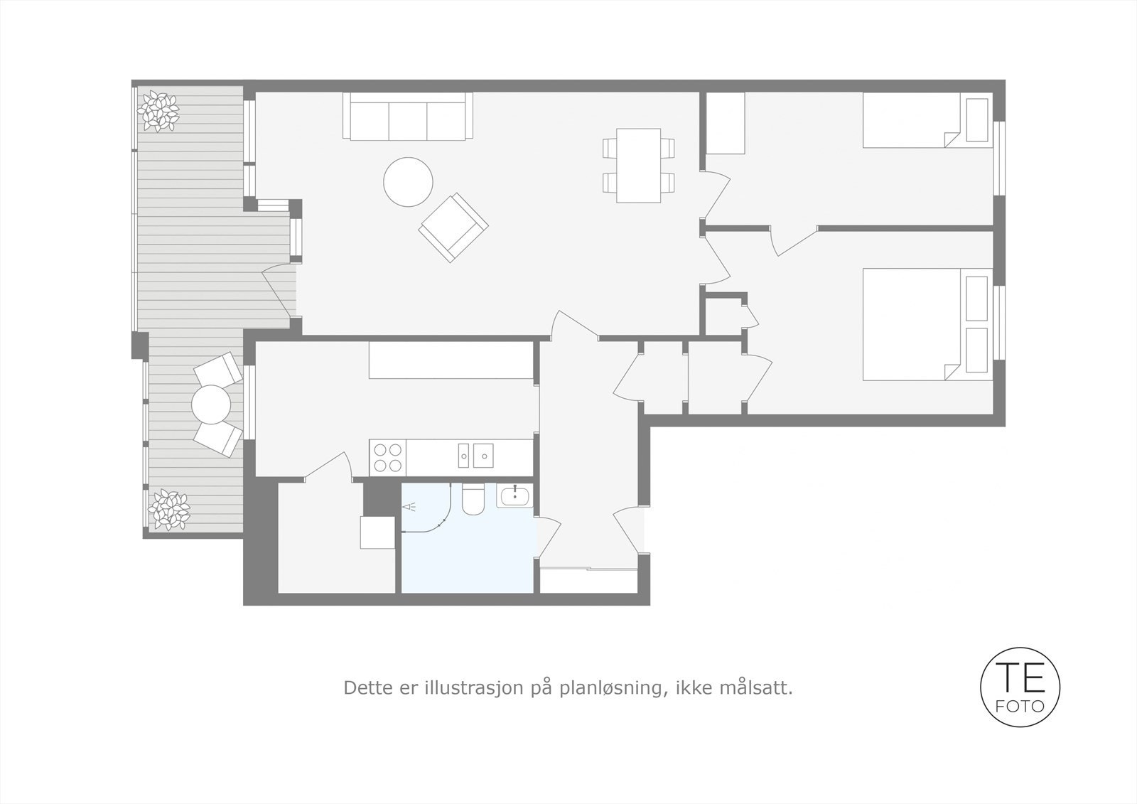 Plantegning. Leiligheten ligger i 5. etasje (adkomst via heis) Galleribilde