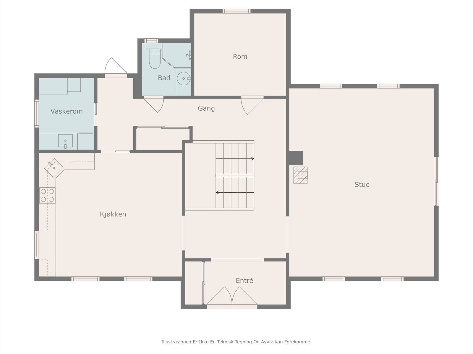 2D plantegning 1. etasje. Galleribilde