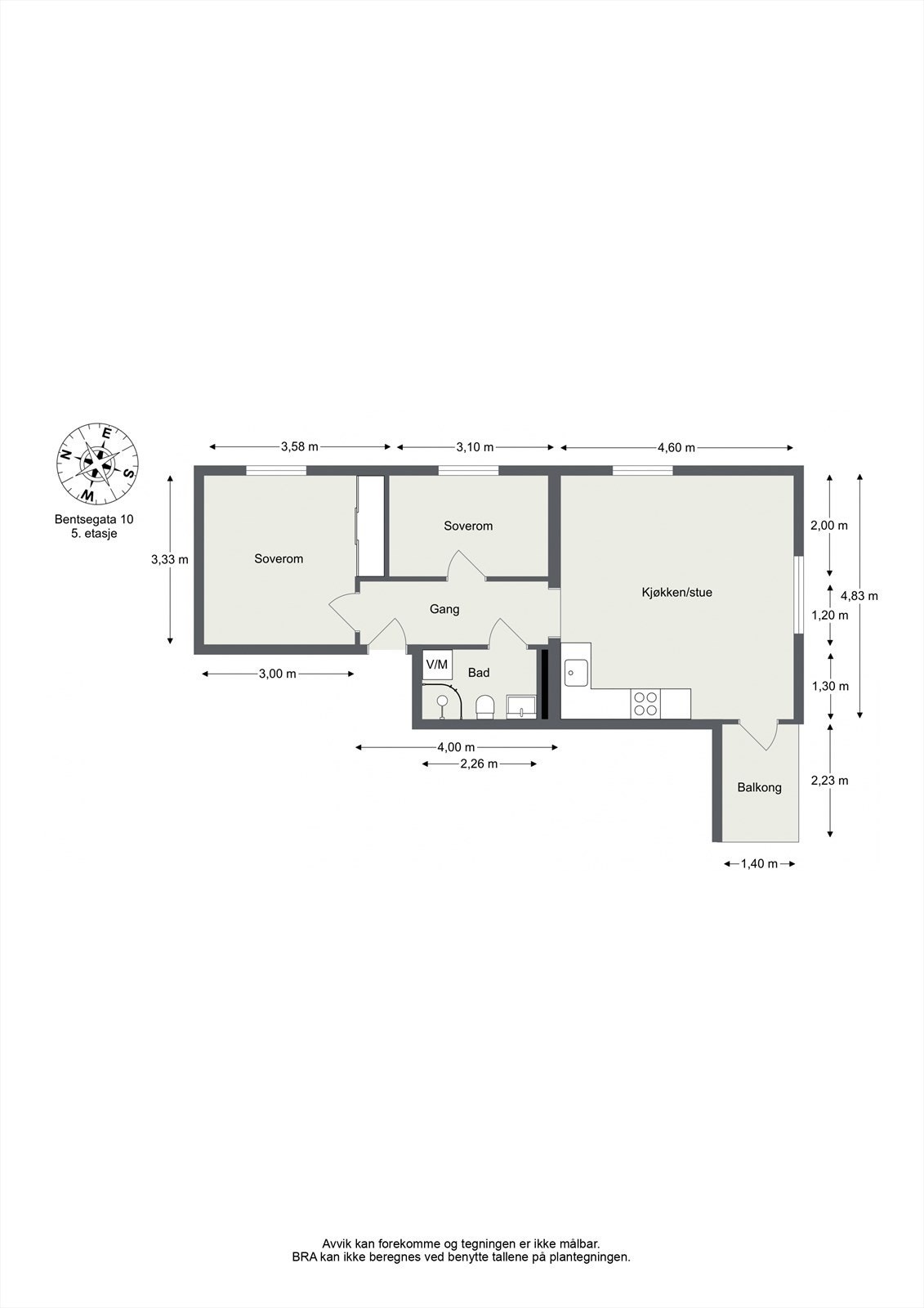 Dette er en svært arealeffektiv 3-roms. Galleribilde