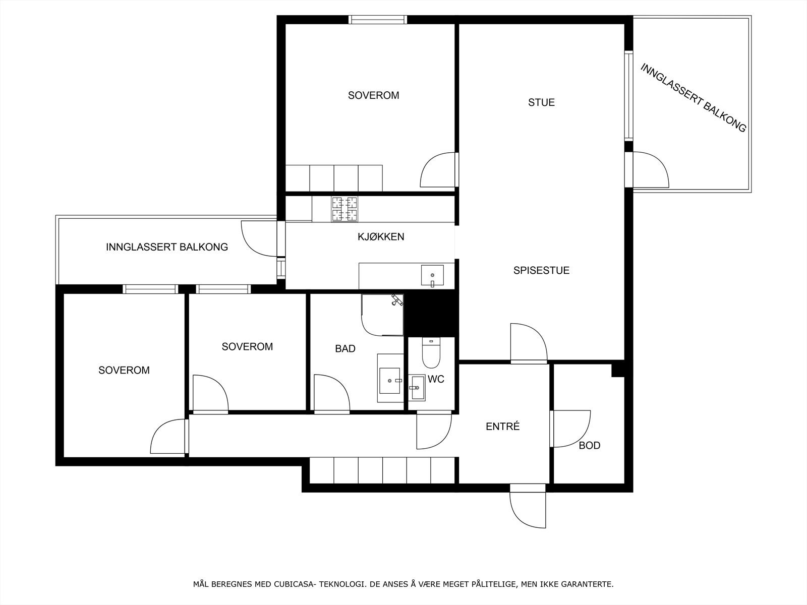 Plantegning - Leiligheten disponerer boder i kjelleren Galleribilde