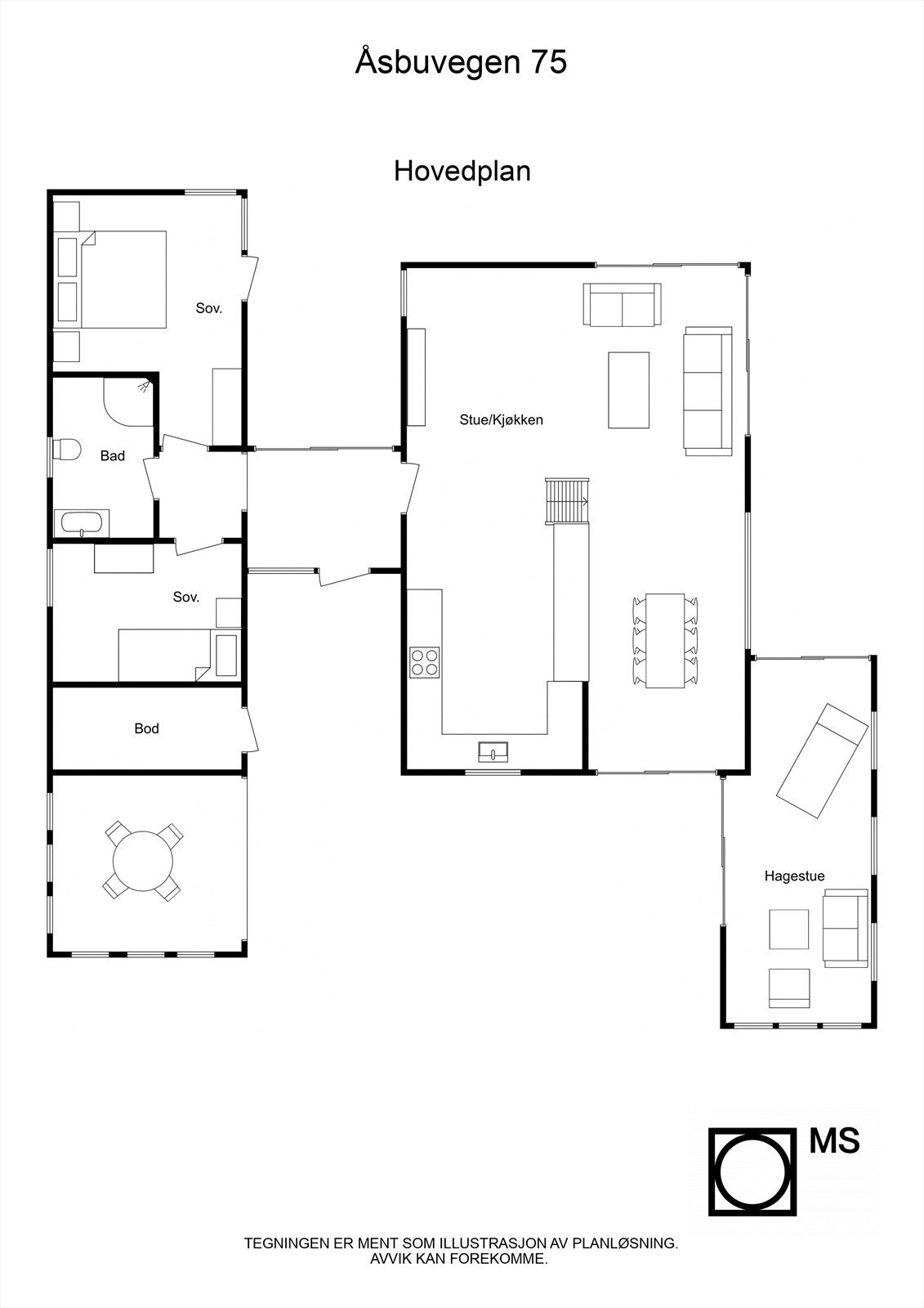 Floorplan letterhead - Åsbuvegen 75 - Hovedplan - 2D Floor Plan Galleribilde
