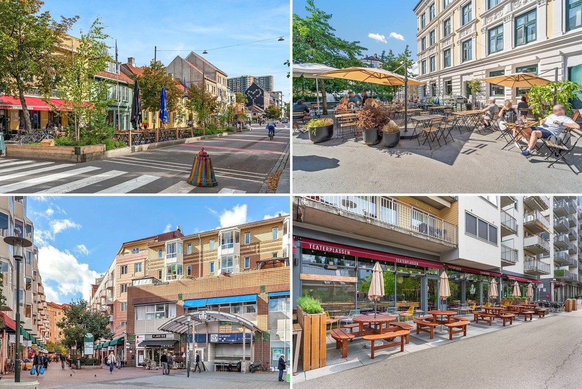 Stort utvalg av serveringssteder i nærområdet. T-bane og servicefasiliteter på Grønland. Galleribilde