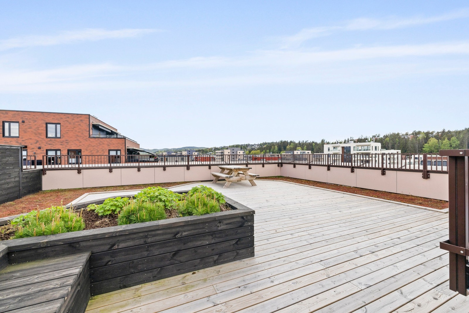 Felles takterrasse med fantastiske solforhold. Galleribilde