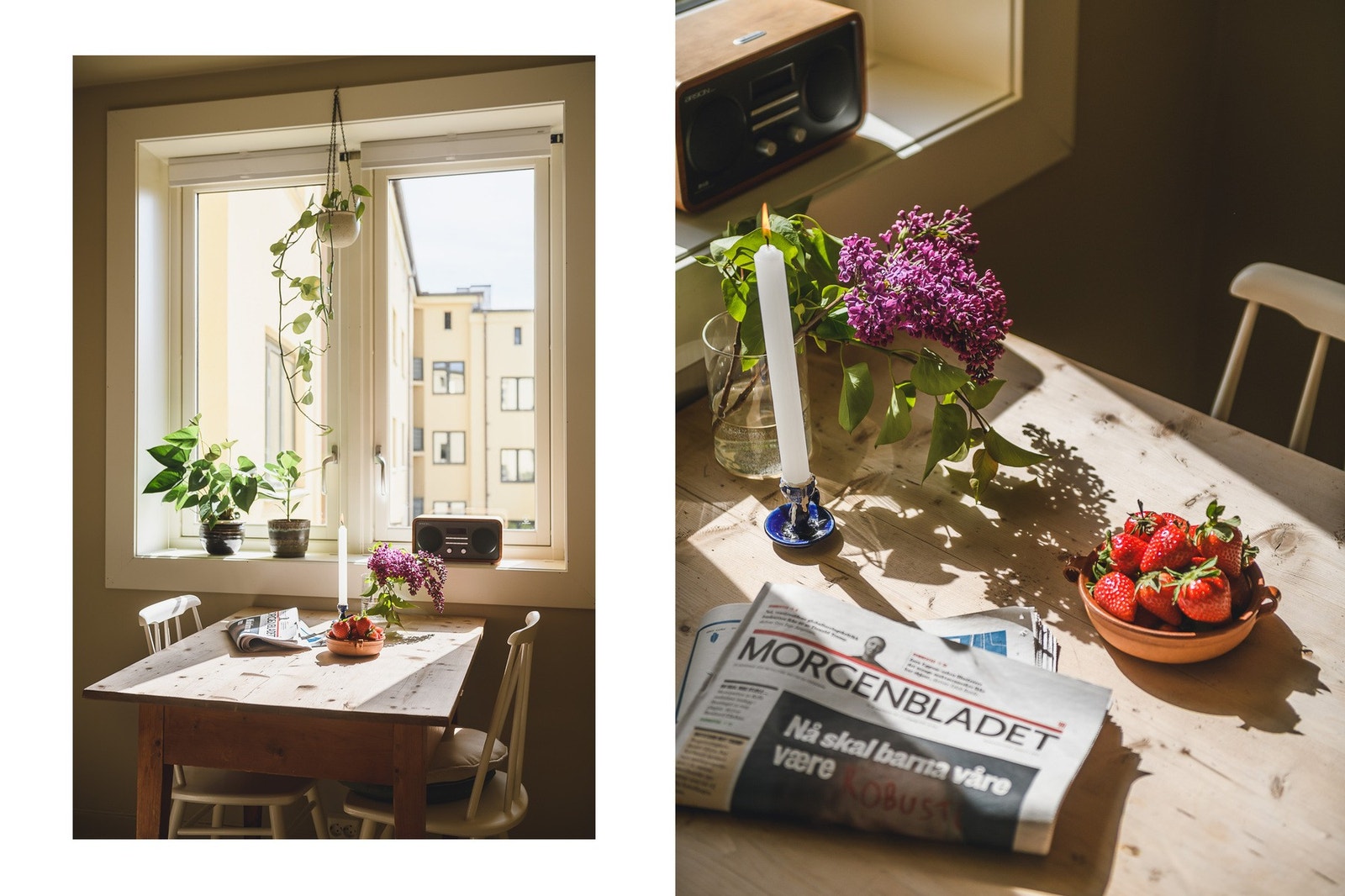 Et lyst og hyggelig kjøkkenrom. Galleribilde