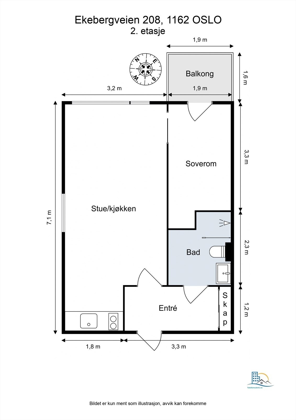 Plantegning med mål. Galleribilde