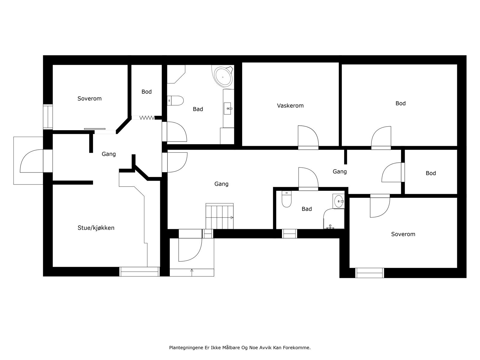 Plantegning - underetasje. Det er etablert hybel i deler av underetasjen (venstre side på tegning) Galleribilde