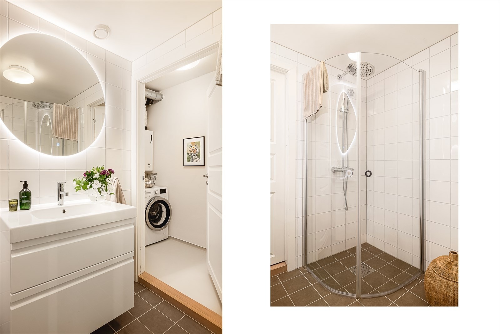 Praktisk med eget vaskerom på innsiden av badet. Galleribilde
