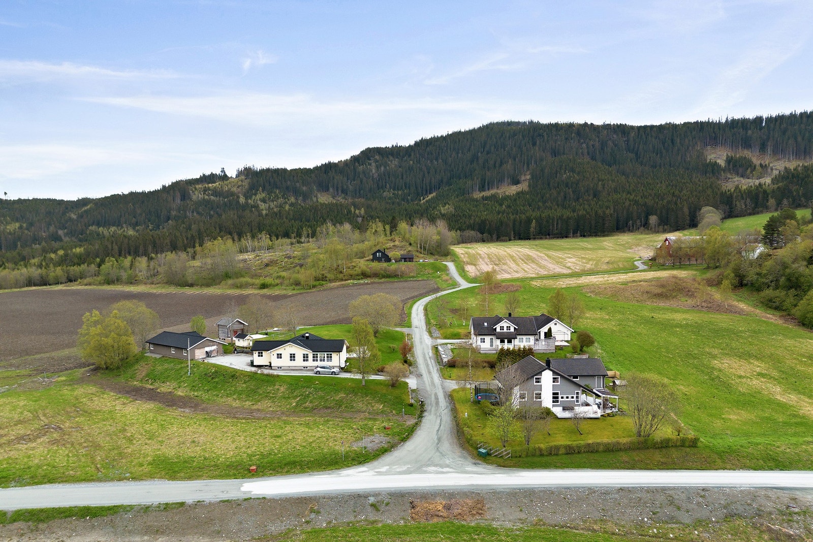 Ungene i gata får gratis skoleskyss som går like nedenfor huset. Galleribilde