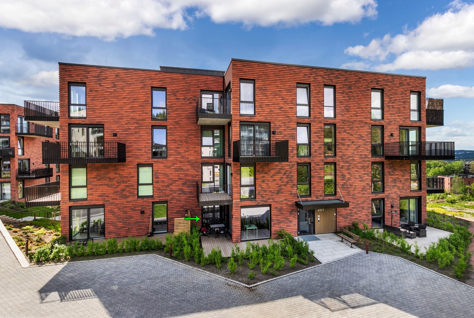 Ved utforming av leilighetene og arkitekturen, er det lagt fokus på bokvaliteten og nærhet til naturen. Byggene er derfor utformet med flere hjørner enn normalt, for å kunne gi flere av leilighetene to og tre sider med utsyn. Galleribilde