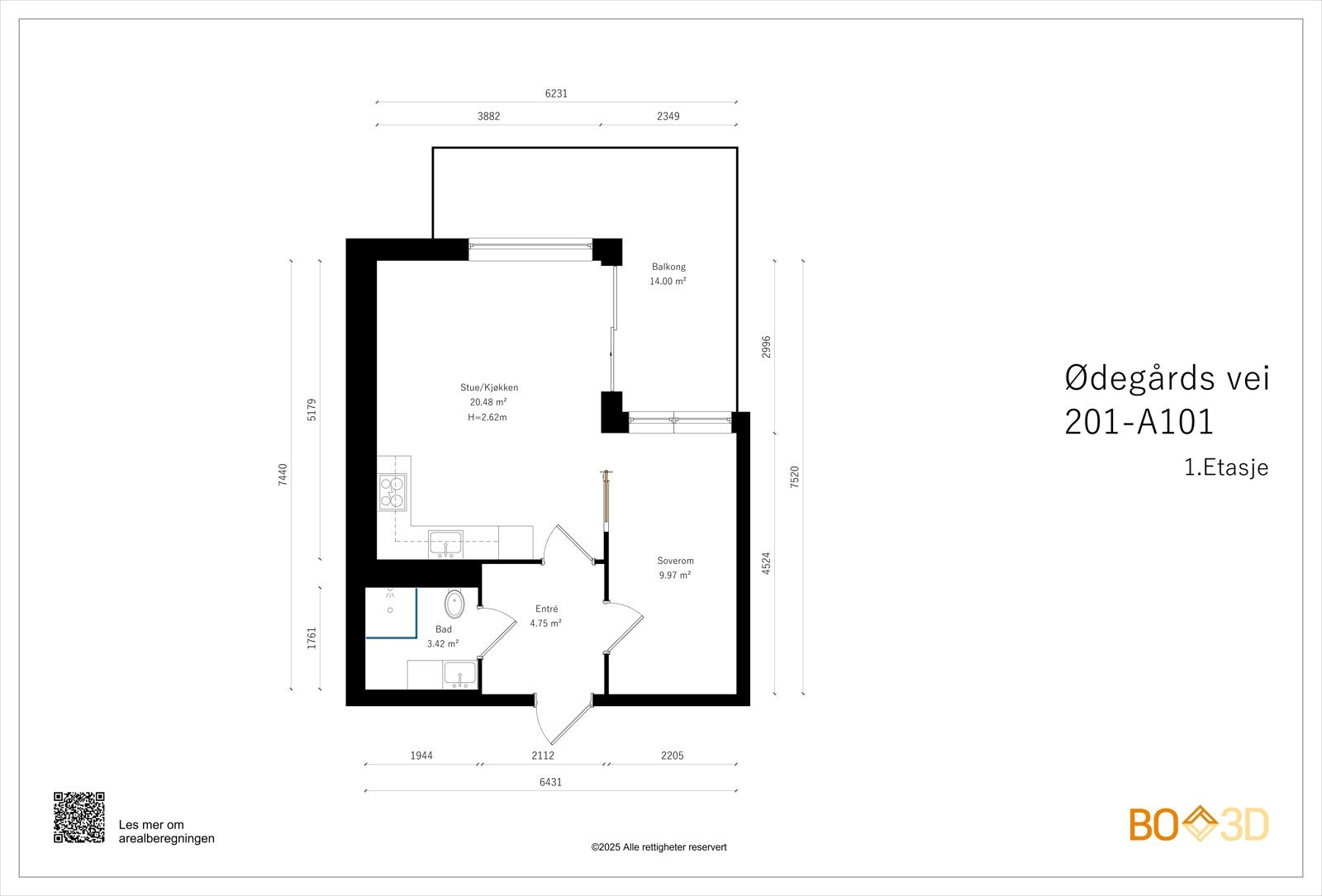 Plantegning - leilighet 101 Galleribilde