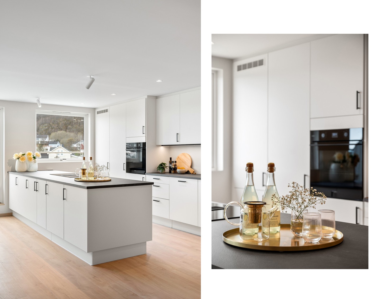 Halvøya gir skapplass på begge sider, så her har du rikelig med plass til alt av servise og kjøkkenutstyr Galleribilde