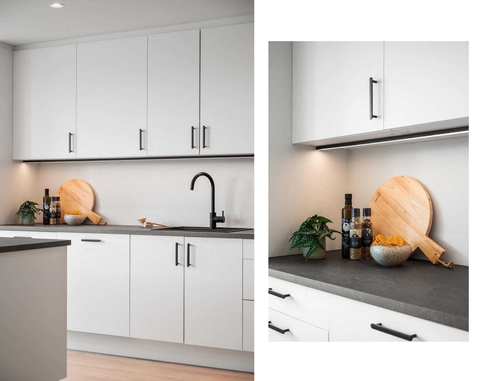 Vaskekum/beslag i slitesterkt komposittmateriale - vannstopper er montert på kjøkkenet Galleribilde