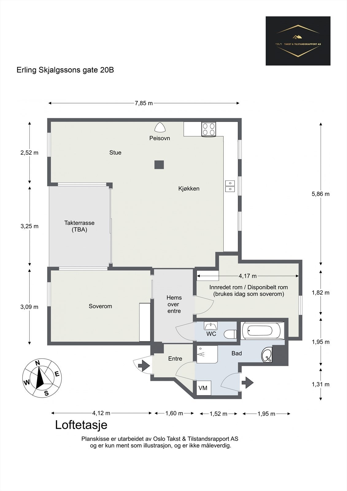 Planskisse - Erling Skjalgssons gate 20B - Loftetasje m hems.jpg Galleribilde