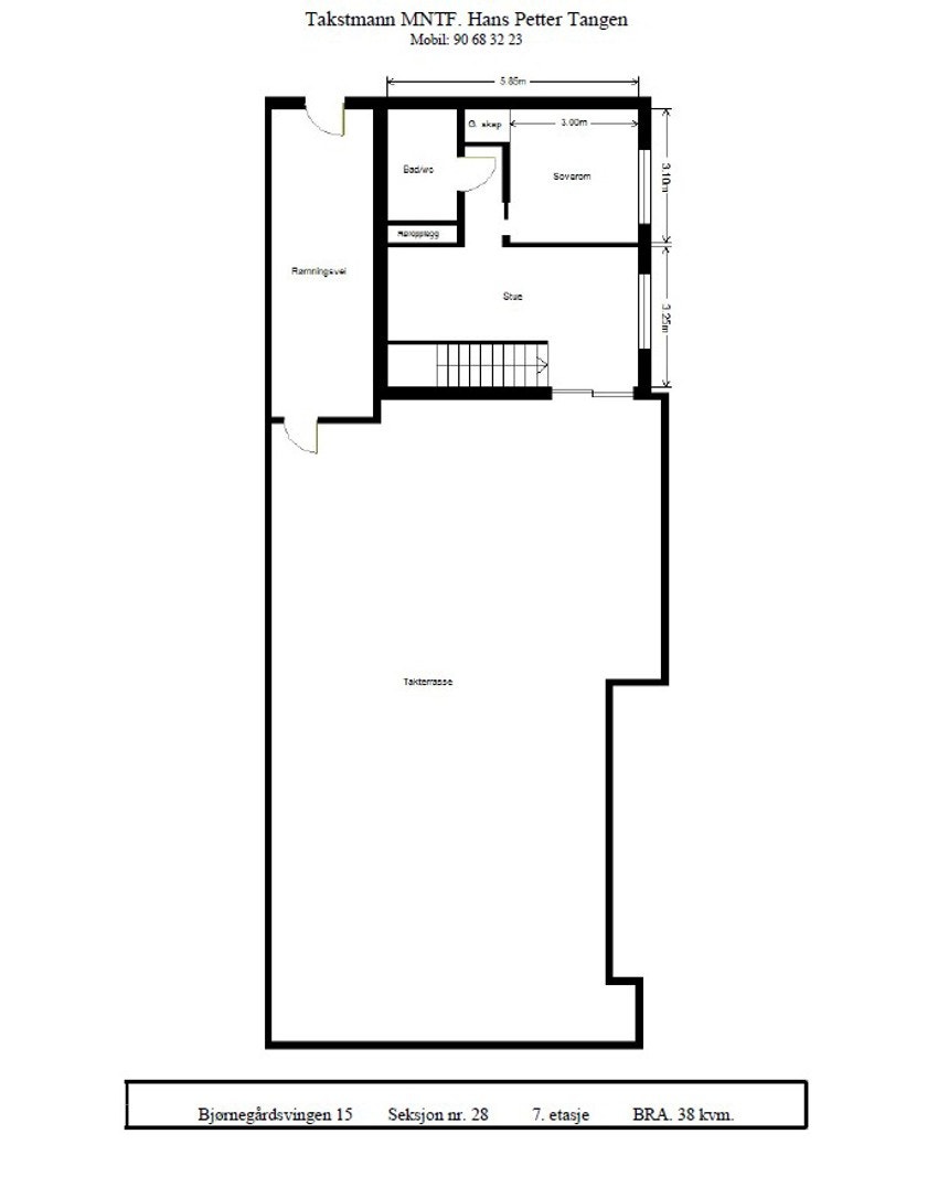 Planskisse over toppetasjen. Galleribilde