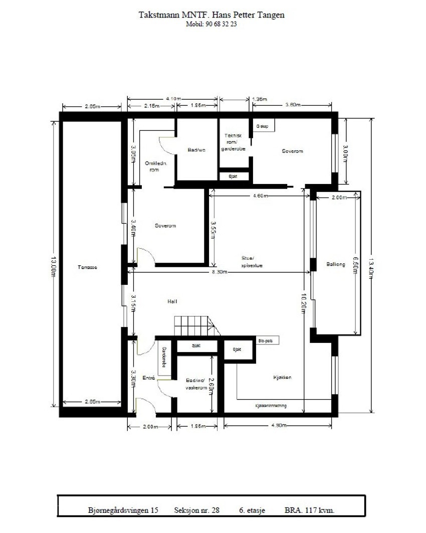 Planskisse over 6. etasje. Galleribilde