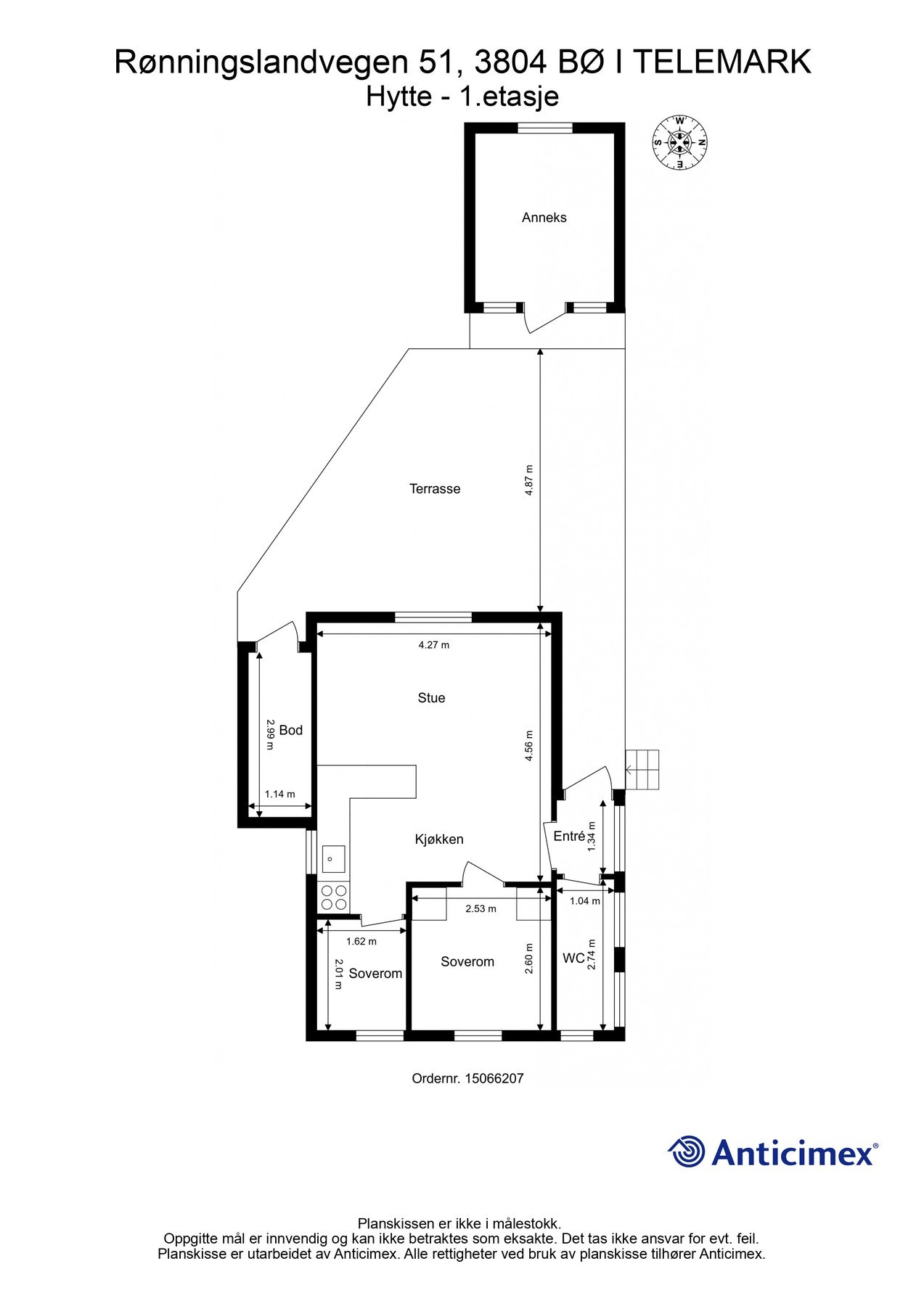 Plantegning hytte og anneks Galleribilde