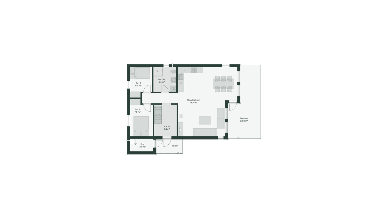 Plantegning hovedplan Furutangen 75 Galleribilde