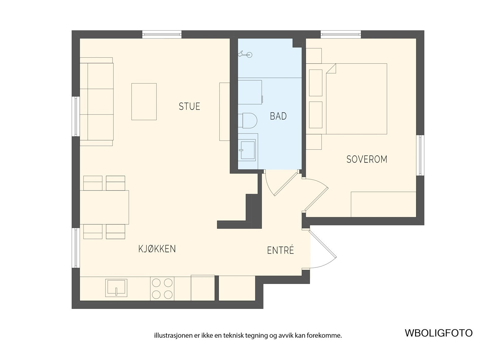 - Arelet er effektiv utnyttet, og du har store, gode rom - Galleribilde