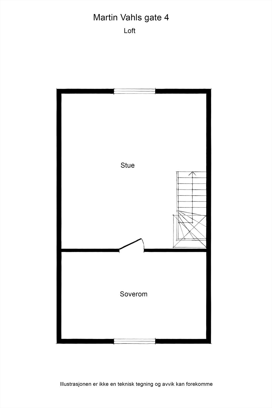 Plantegninger loftsetasje. Ikke godkjent som oppholdsrom. Galleribilde