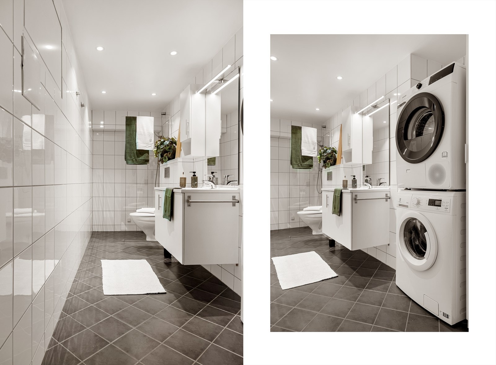 Badet er helfliset og har varme i gulv Galleribilde