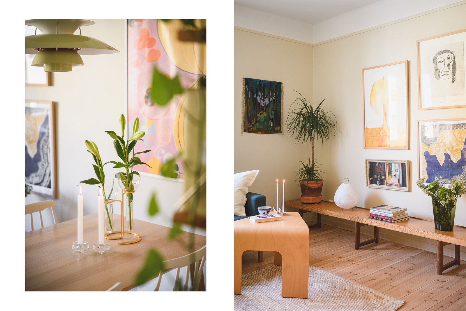 Veggene er malt i en lys moderne tone - en fin match til det originale heltre gulvet. Galleribilde