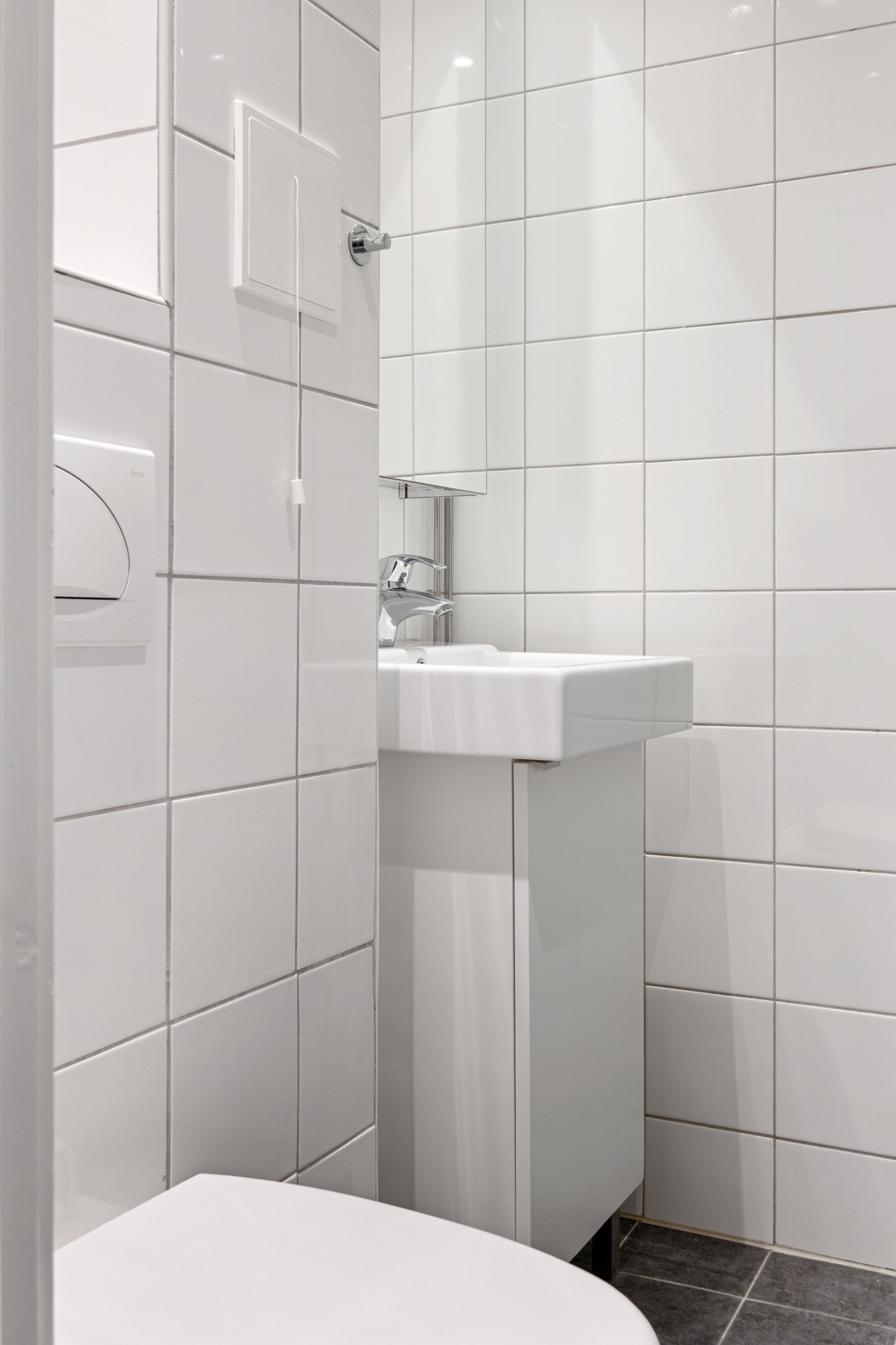 Vegghengt toalett gir et delikat inntrykk, samtidig som det forenkler renholdet. Galleribilde